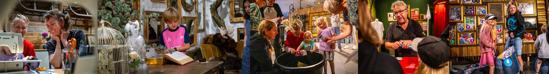 Medarbejder hos Silkeborg Forsyning viser en skoleklasse rundt på en genbrugsplads